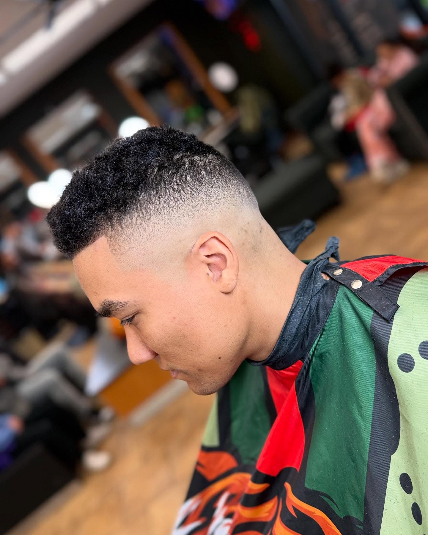 Drag to compare — before and after a cut by V the Barber (placeholder).